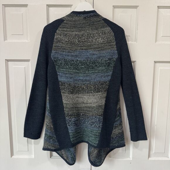 Curio New York Wool Blend Boucle Textured Longline Cardigan Sweater Blue Large - Picture 3 of 11